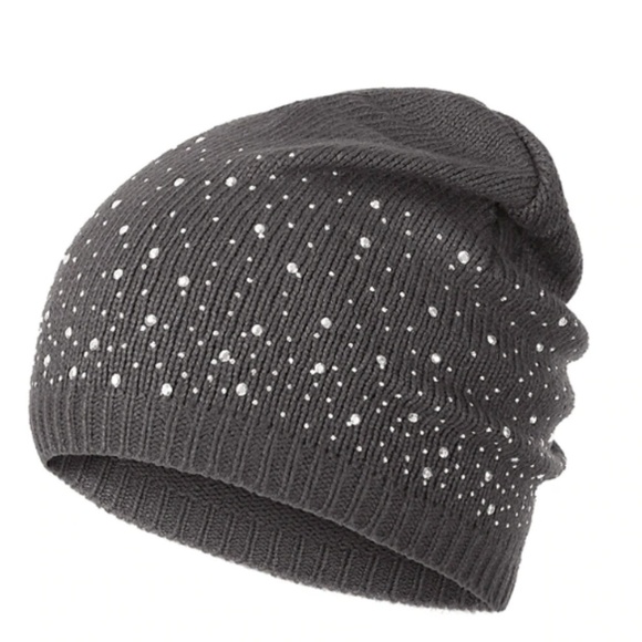 Accessories - Rhinestone starkly Gray beanie cap